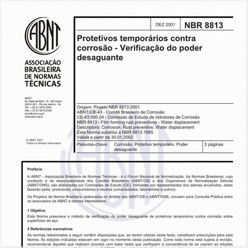 Protetivos temporários contra corrosão - Verificação do poder desaguante