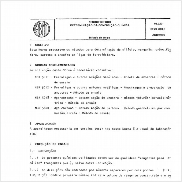 Ferrofósforo - Determinação da composição química - Método de ensaio