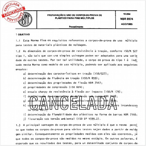 Preparação e uso dos corpos-de-prova de plástico para fins múltiplos