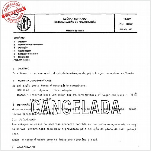 Açúcar refinado - Determinação de polarização