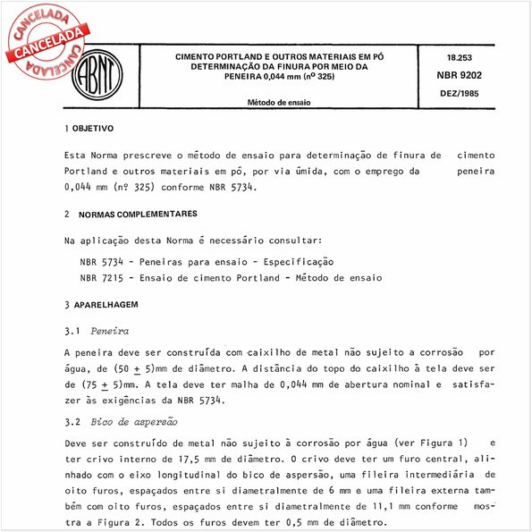 Cimento Portland e outros materiais em pó - Determinação da finura por meio da peneira 0,044 mm (número 325)