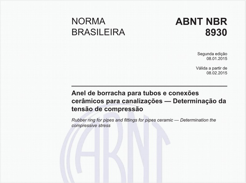 Anel de borracha para tubos e conexões cerâmicos para canalizações - Determinação da tensão de compressão