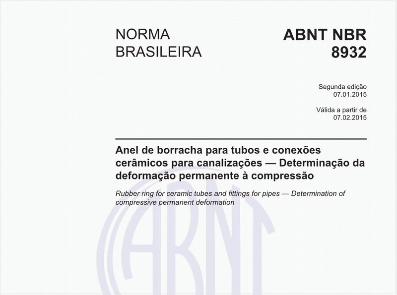 Anel de borracha para tubos e conexões cerâmicos para canalizações - Determinação da deformação permanente à compressão