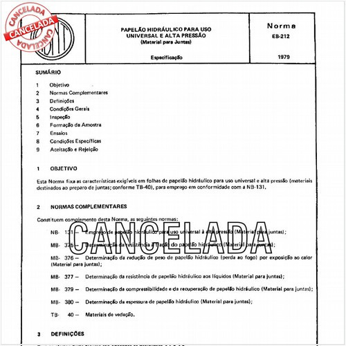 Papelão hidráulico para uso universal e alta pressão (Material para Juntas)