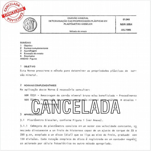 Carvão mineral - Determinação das propriedades plásticas em plastômetro Gieseler