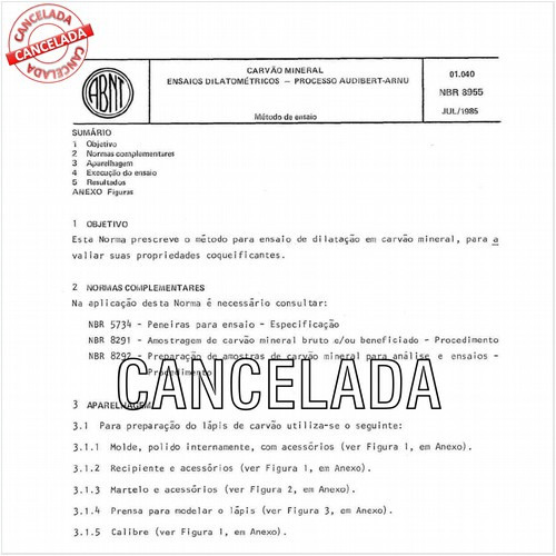 Carvão mineral - Ensaios dilatométricos - Processo Audibert-Arnu