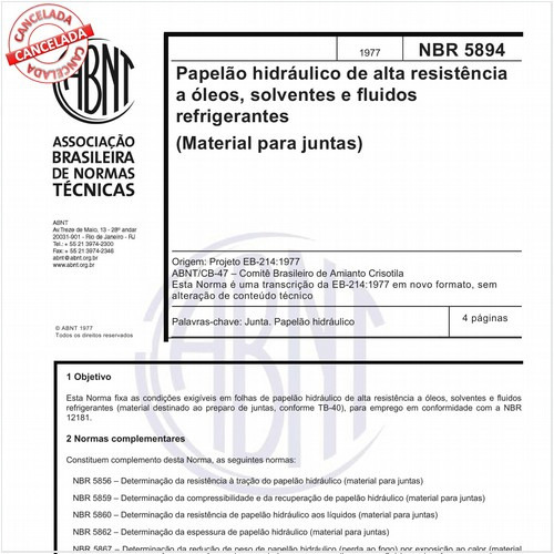 Papelão hidráulico de alta resistência a óleos, solventes e fluidos refrigerantes (Material para Juntas)
