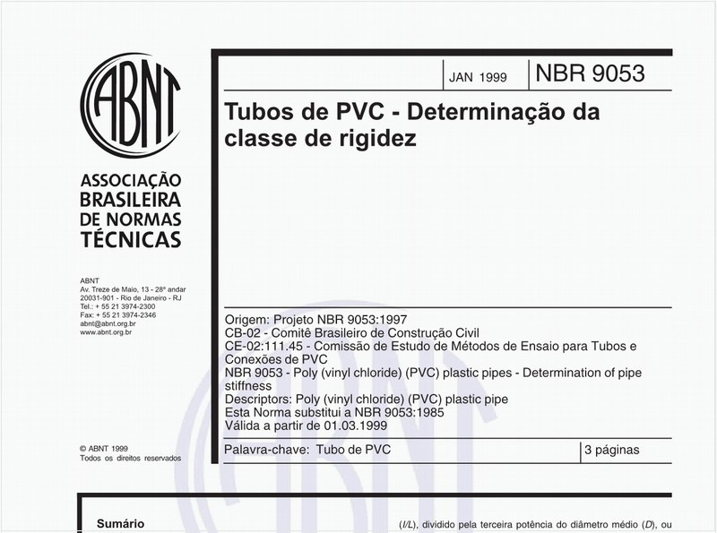 Tubos de PVC - Determinação da classe de rigidez