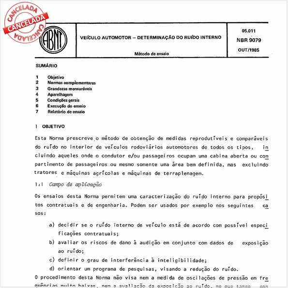 Veículo automotor - Determinação do ruído interno