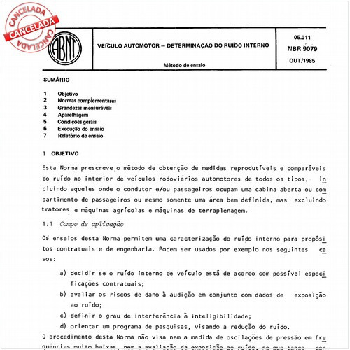 Veículo automotor - Determinação do ruído interno
