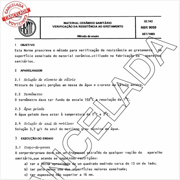 Material cerâmico sanitário - Verificação da resistência ao gretamento