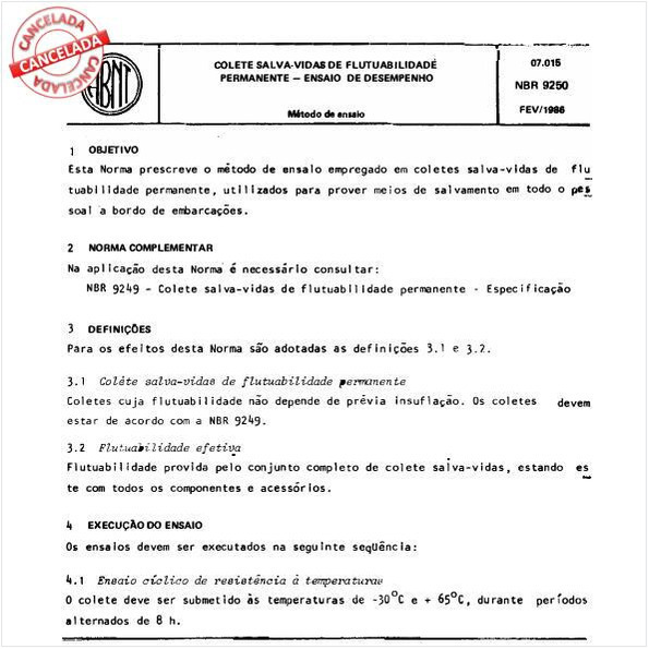 Colete salva-vidas de flutuabilidade permanente - Ensaio de desempenho