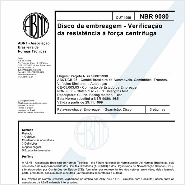 Disco da embreagem - Verificação da resistência à força centrífuga