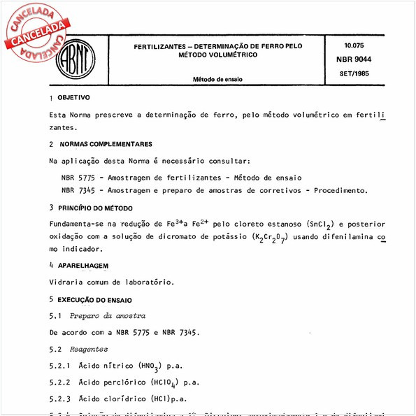 Fertilizantes - Determinação de ferro pelo método volumétrico