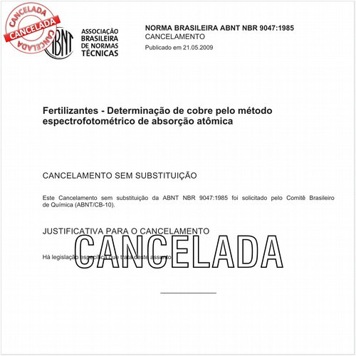 Fertilizantes - Determinação de cobre pelo método espectrofotométrico de absorção atômica