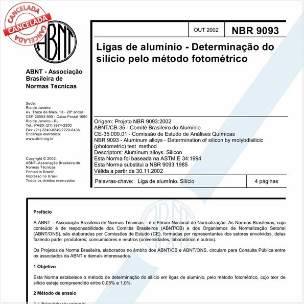 Ligas de alumínio - Determinação do silício pelo método fotométrico 