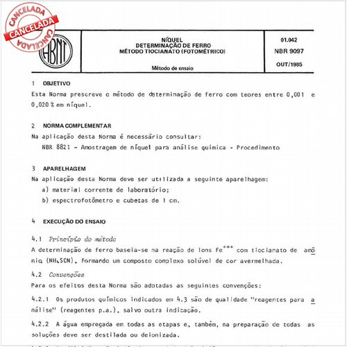 Níquel - Determinação de ferro - Método tiocianato (Fotométrico)