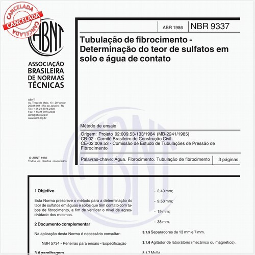 Tubulação de fibrocimento - Determinação do teor de sulfatos em solo e água de contato