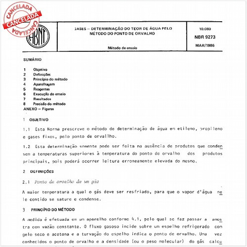 Gases - Determinação do teor de água pelo método do ponto de orvalho