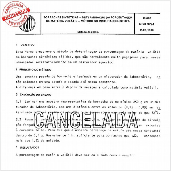 Borrachas sintéticas - Determinação da porcentagem de matéria volátil - Método do misturador-estufa