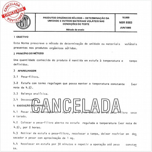 Produtos orgânicos sólidos - Determinação da umidade e outros materiais voláteis nas condições do teste