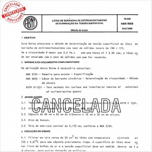 Látex de borracha de estireno-butadieno - Determinação da tensão superficial