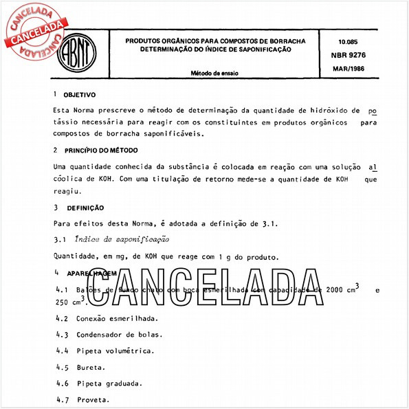 Produtos orgânicos para compostos de borracha - Determinação do índice de saponificação