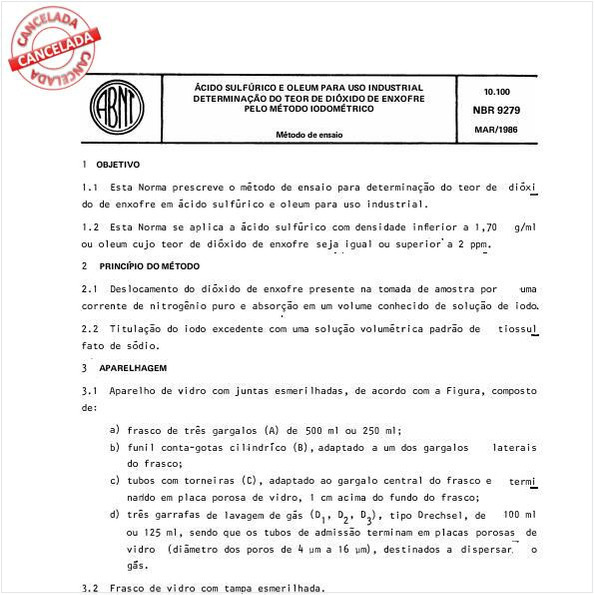 Acido sulfúrico e oleum para uso industrial - Determinação do teor de dióxido de enxofre pelo método iodométrico