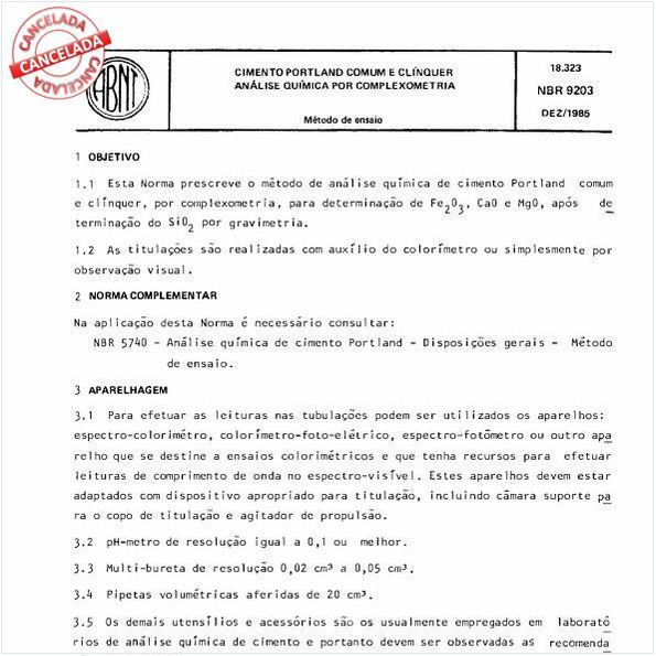 Cimento Portland comum e clínquer - Análise química por complexometria