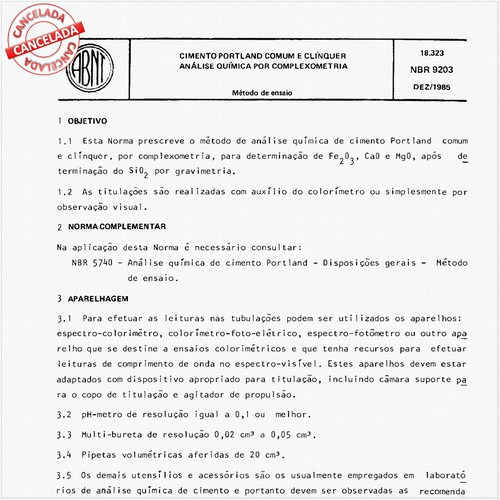 Cimento Portland comum e clínquer - Análise química por complexometria