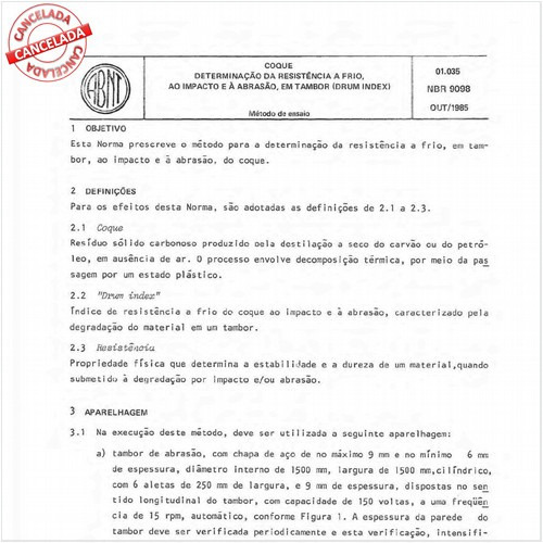 Coque - Determinação da resistência a frio, ao impacto e a abrasão, em tambor (drum index)