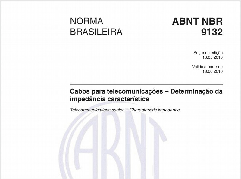Cabos para telecomunicações – Determinação da impedância característica