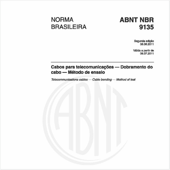 Cabos para telecomunicações — Dobramento do cabo — Método de ensaio
