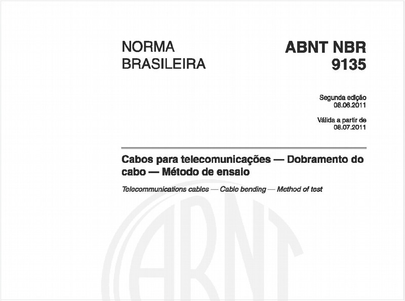 Cabos para telecomunicações — Dobramento do cabo — Método de ensaio