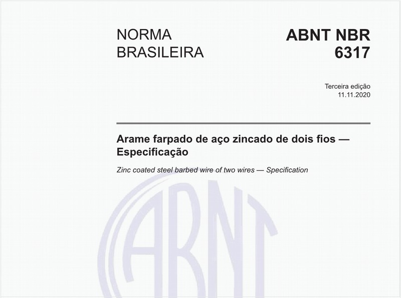 Arame farpado de aço zincado de dois fios - Especificação