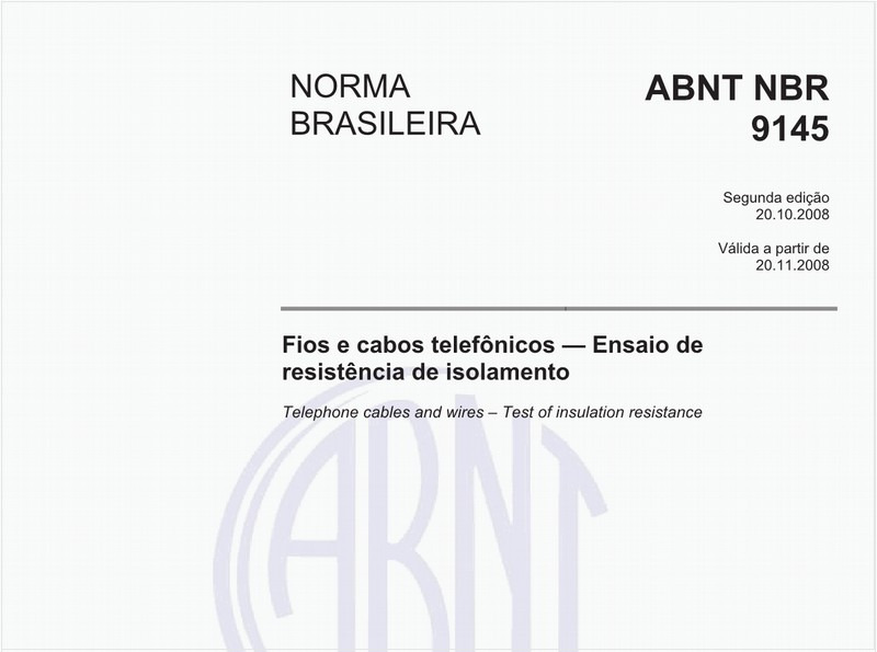 Fios e cabos telefônicos - Ensaio de resistência de isolamento