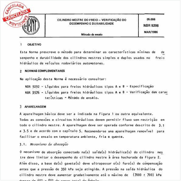 Cilindro mestre do freio - Verificação do desempenho e durabilidade