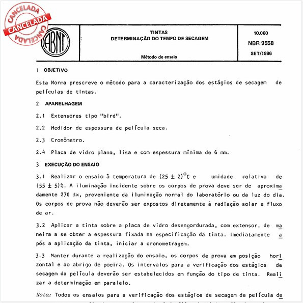 Tintas - Determinação do tempo de secagem