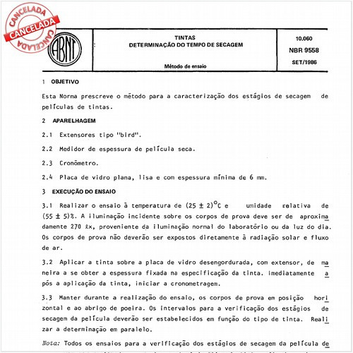 Tintas - Determinação do tempo de secagem