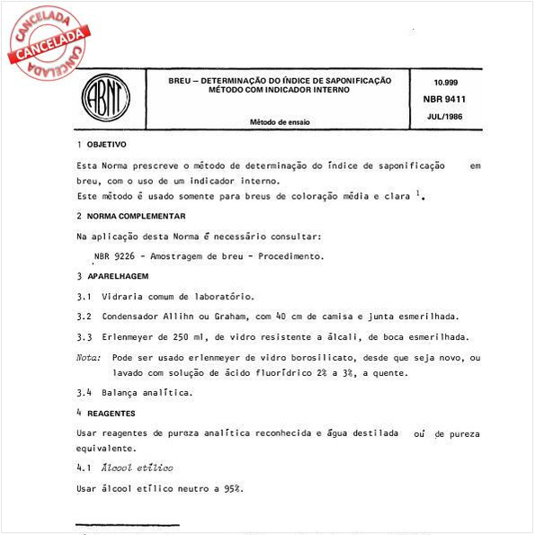 Breu - Determinação do índice de saponificação - Método com indicador interno