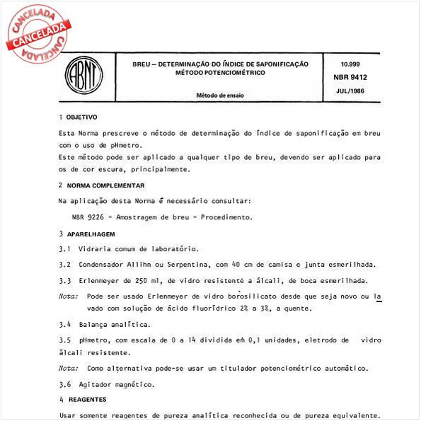 Breu - Determinação do índice de saponificação - Método potenciométrico