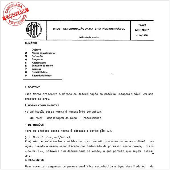 Breu - Determinação da matéria insaponificável
