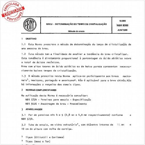 Breu - Determinação do tempo de cristalização