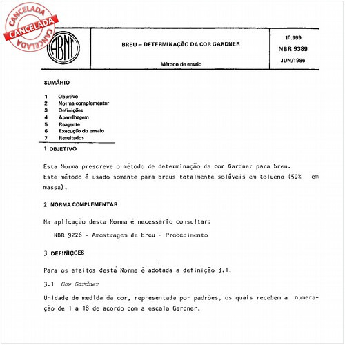 Breu - Determinação da cor Gardner