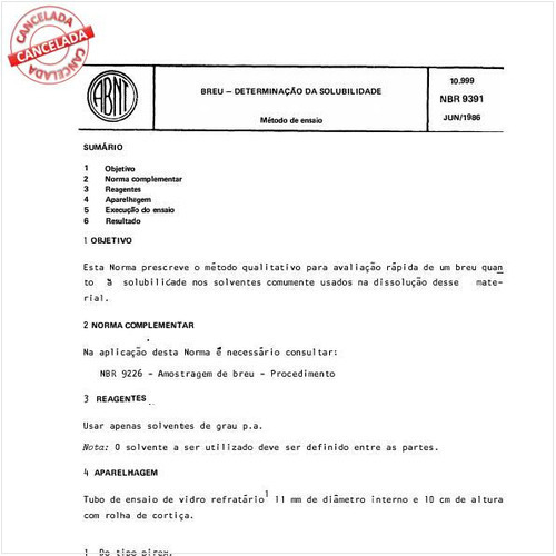 Breu - Determinação da solubilidade