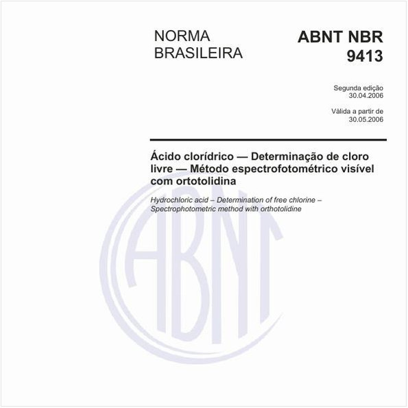 Ácido clorídrico - Determinação de cloro livre - Método espectrofotométrico visível com ortotolidina