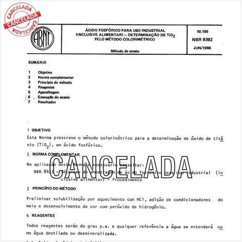 Acido fosfórico para uso industrial (inclusive alimentar) - Determinação de tio2 pelo método colorimétrico