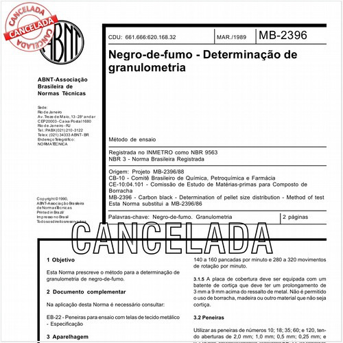 Negro-de-fumo - Determinação de granulometria