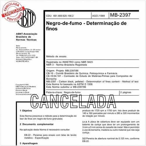 Negro-de-fumo - Determinação de finos