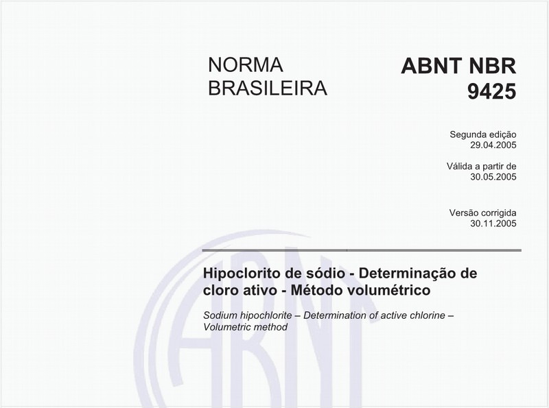 Hipoclorito de sódio - Determinação de cloro ativo - Método volumétrico